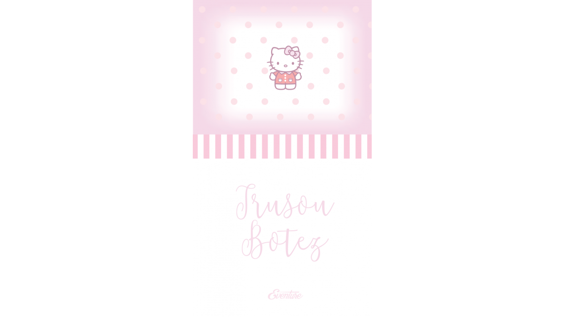 Trusou de botez personalizat brodat cu Hello Kitty pentru fete, Kitty Sugar  3